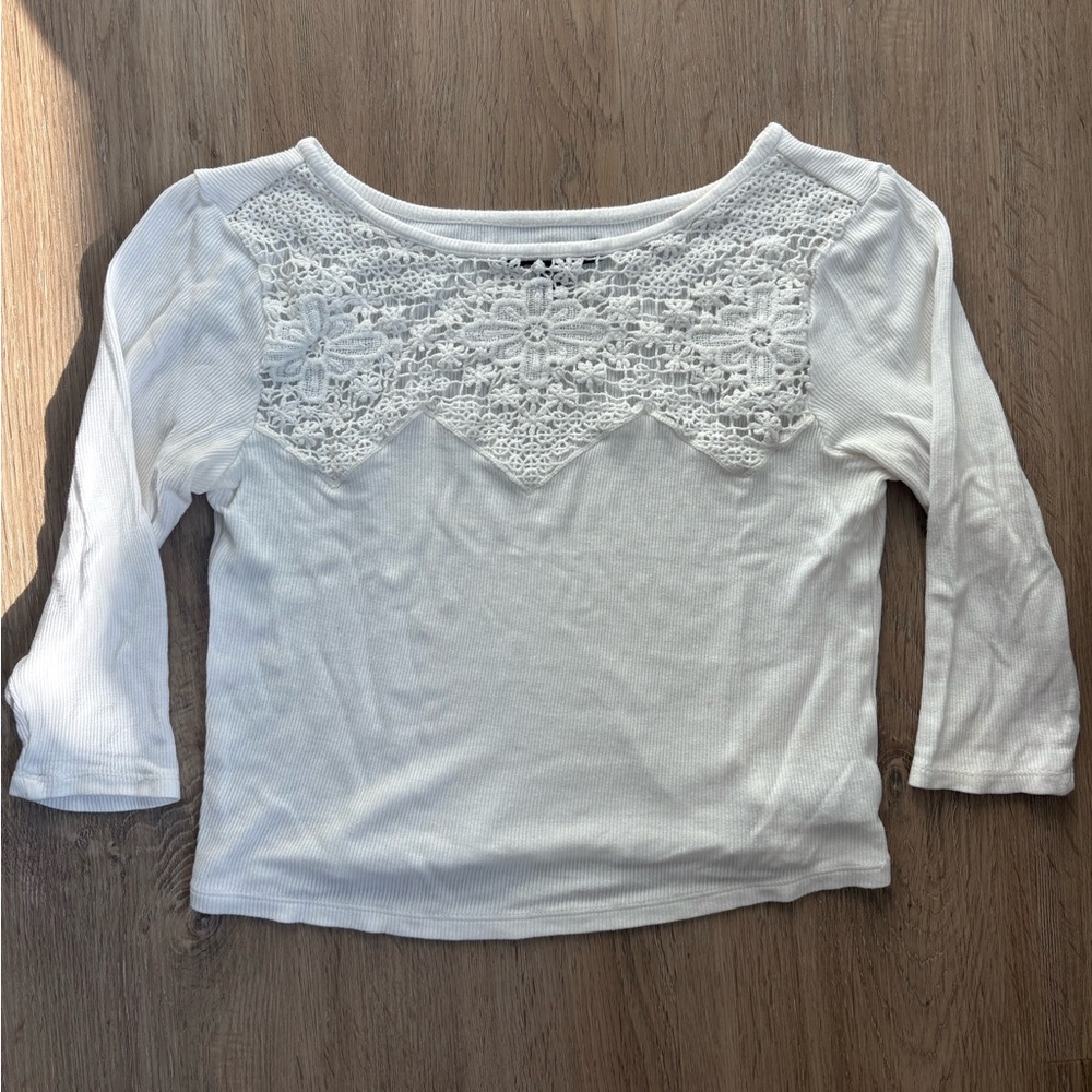 American Eagle White Lace Detail Top